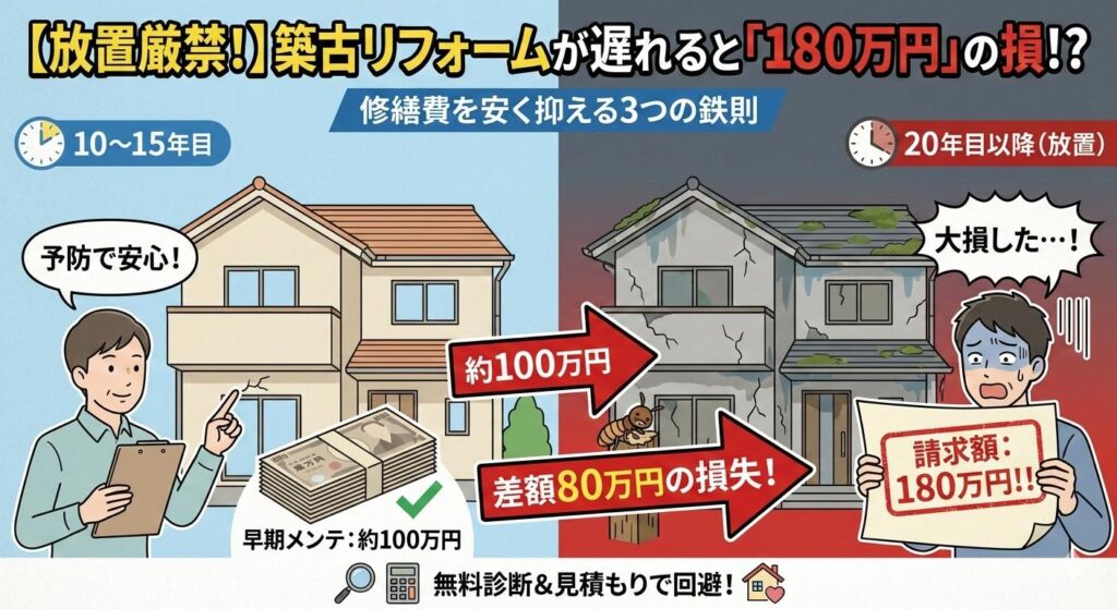 外壁塗装リフォームの費用を抑えるための比較イメージ