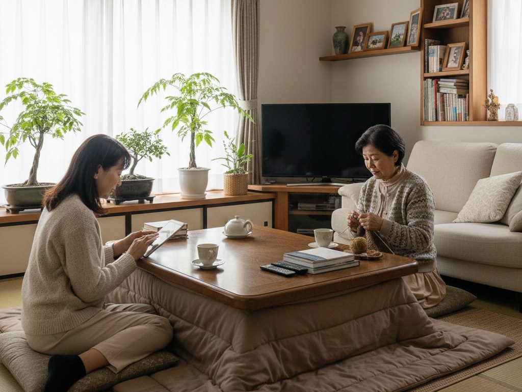 親と同居 の 暮らしのリビング風景