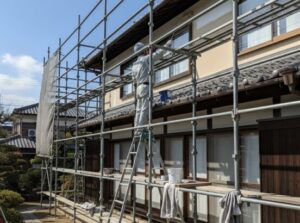 外壁塗装　足場