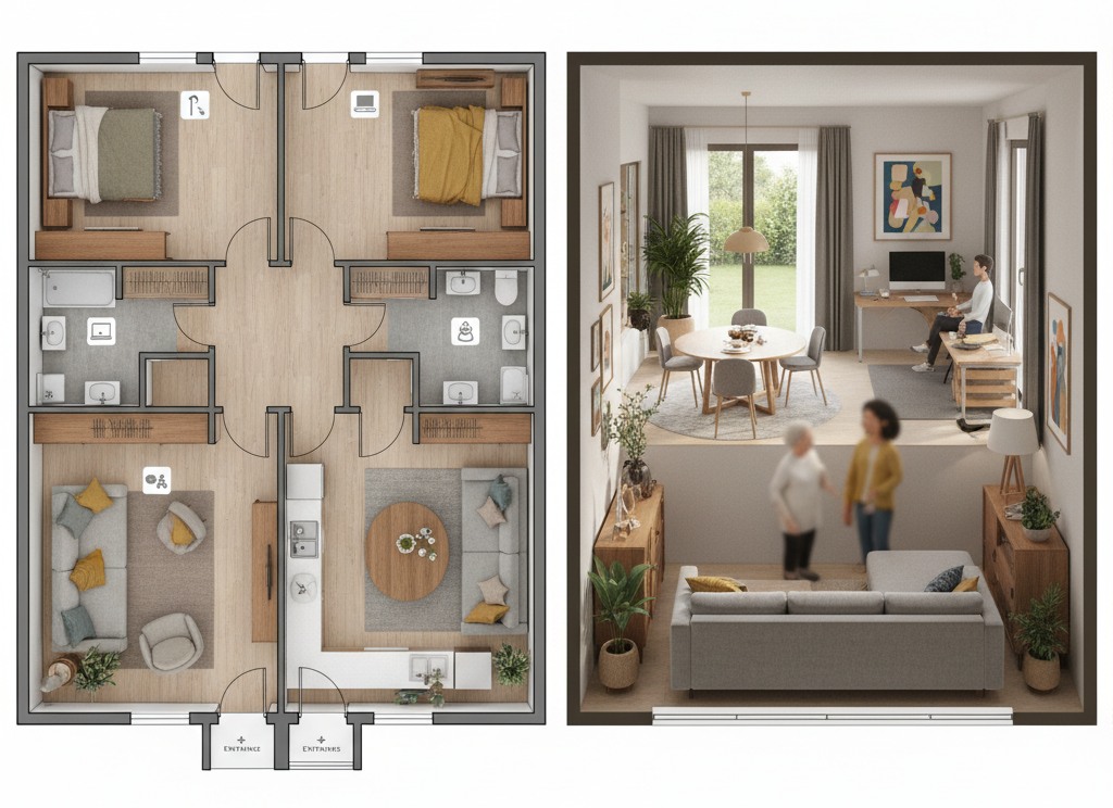 親と同居　間取り