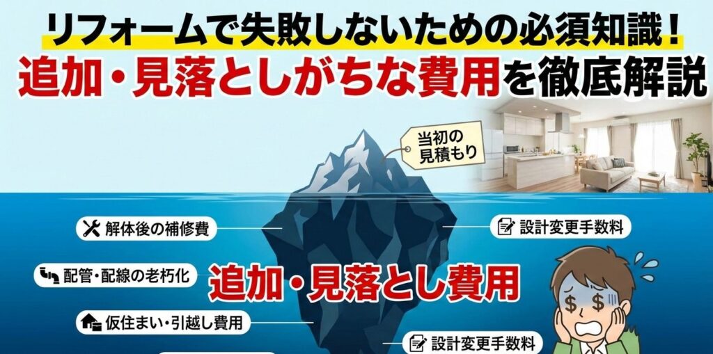 リフォームの見積もりプランを家族で検討する様子と予算オーバーを防ぐための比較
