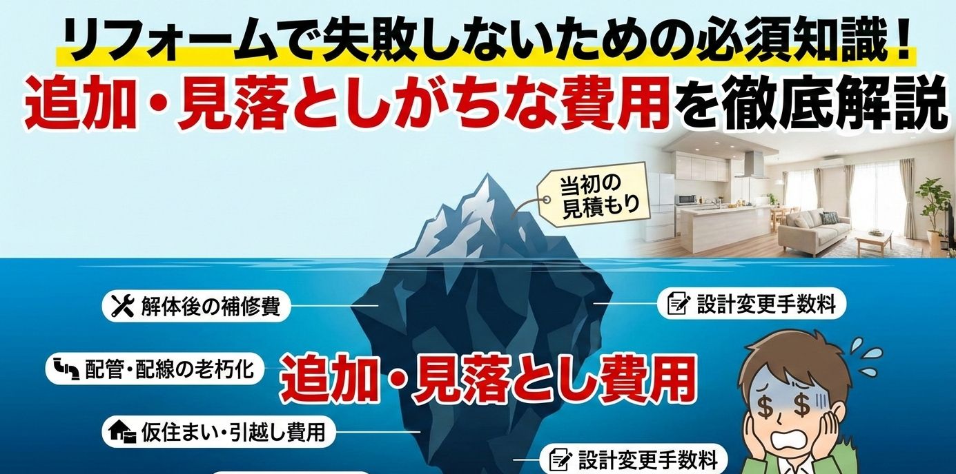 リフォームの見積もりプランを家族で検討する様子と予算オーバーを防ぐための比較