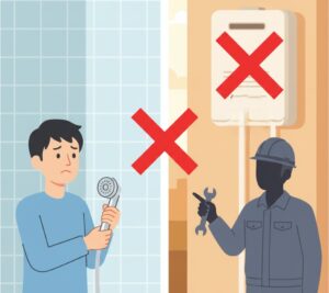 シャワーからお湯がでなくなり 給湯器交換　を依頼する