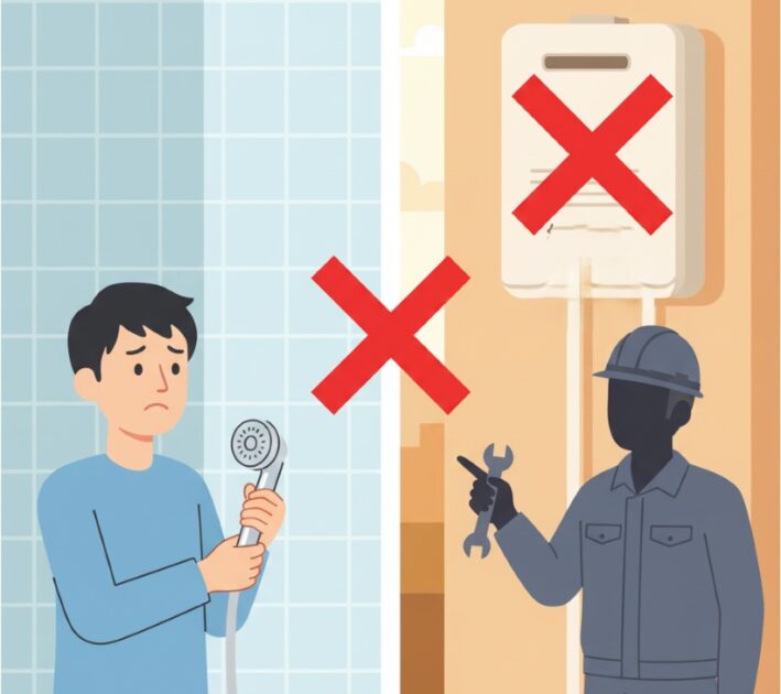 シャワーからお湯がでなくなり 給湯器交換 を依頼する