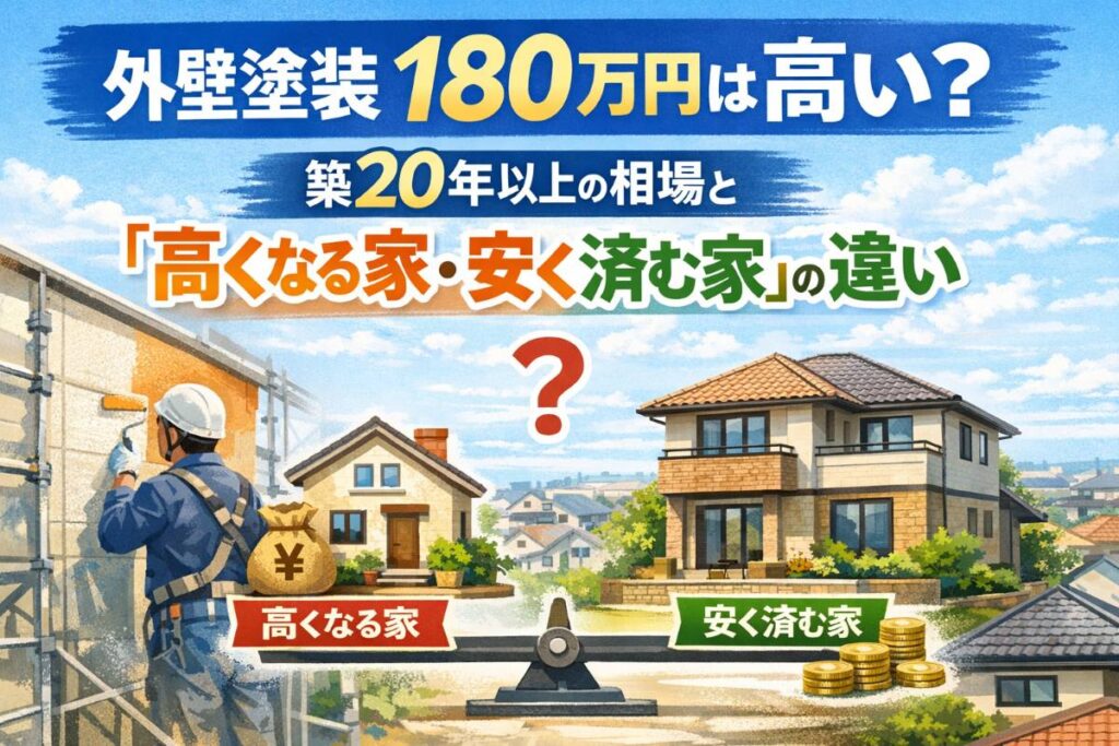 築20年以上の外壁塗装の費用相場について解説する画像