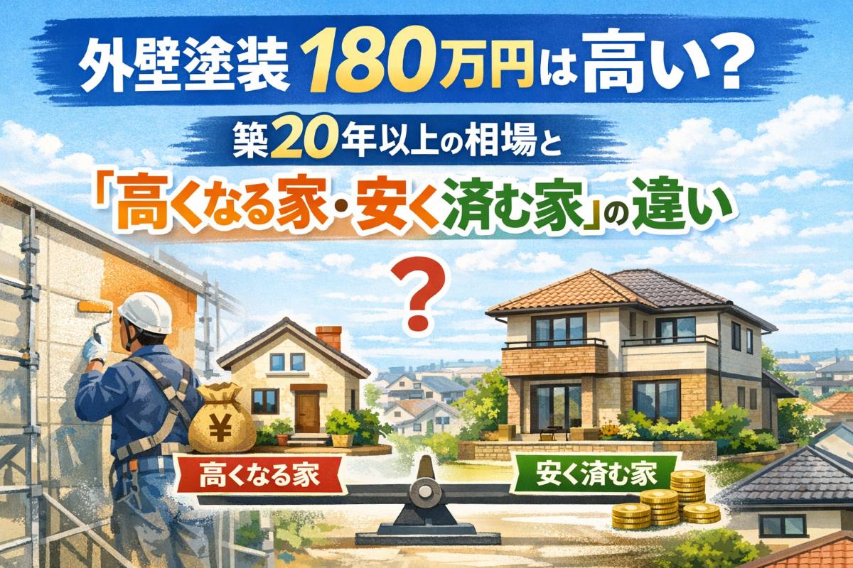 築20年以上の外壁塗装の費用相場について解説する画像